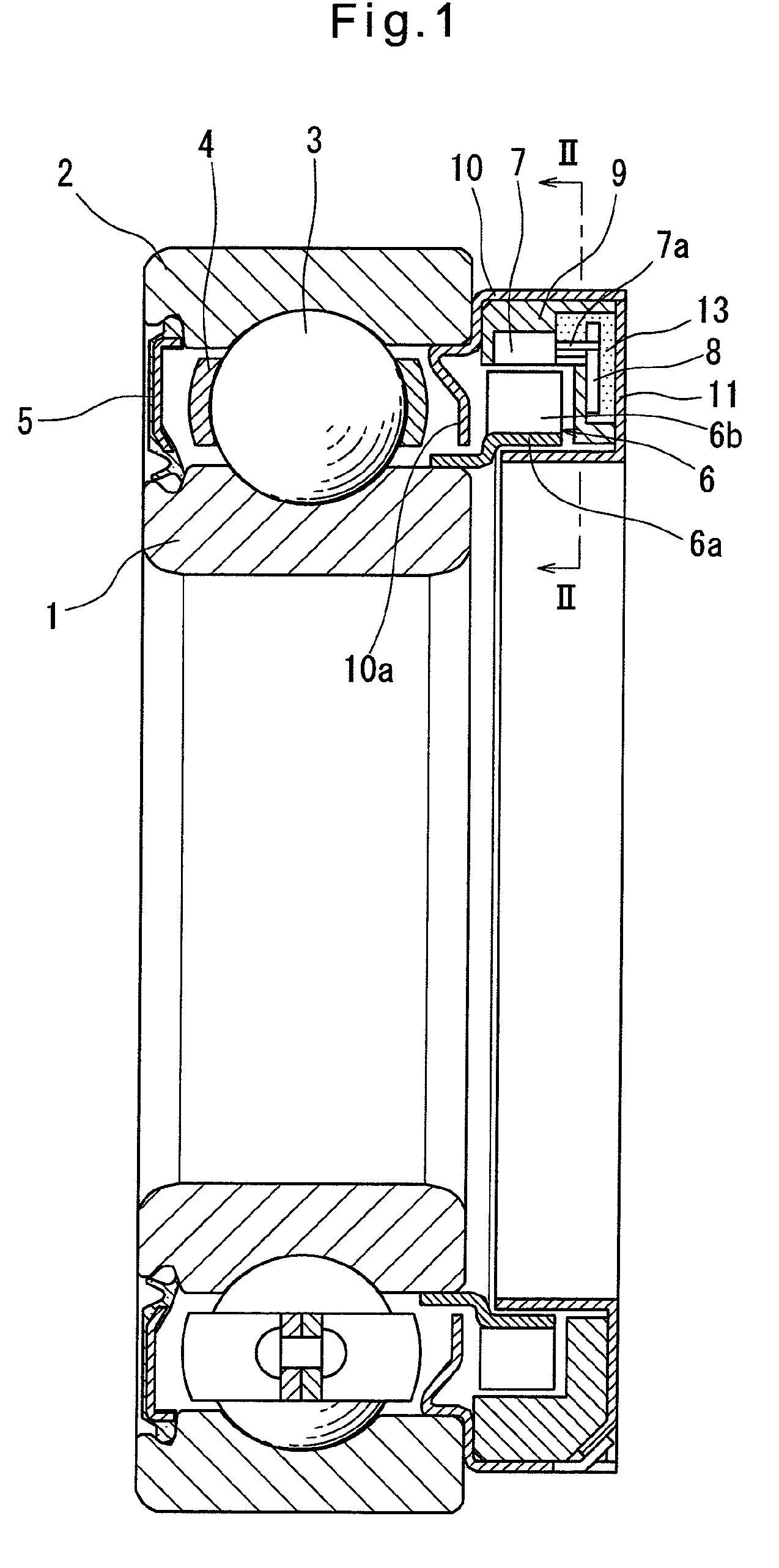 Rolling bearing with a rotation sensor