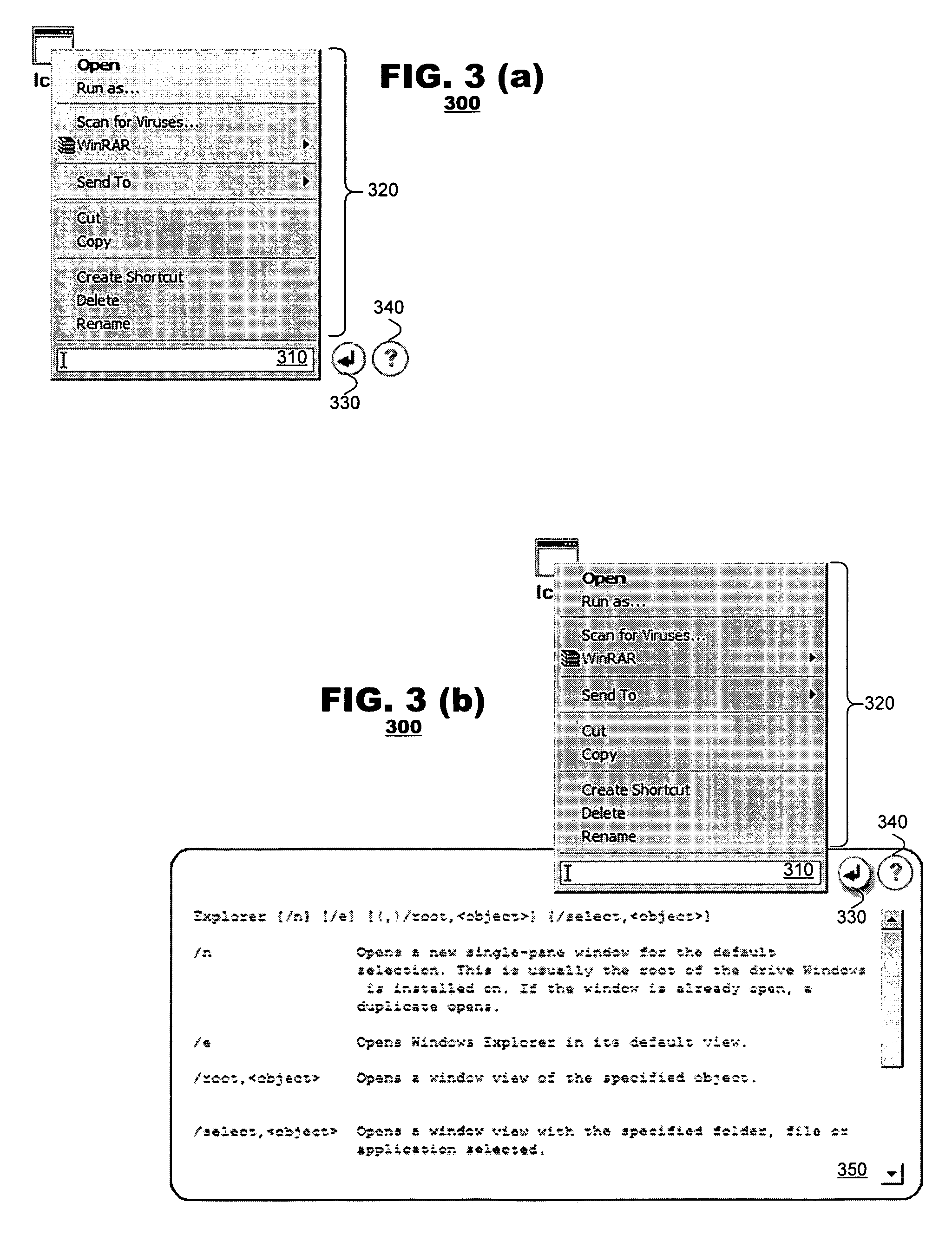 Command line provided within context menu of icon-based computer interface