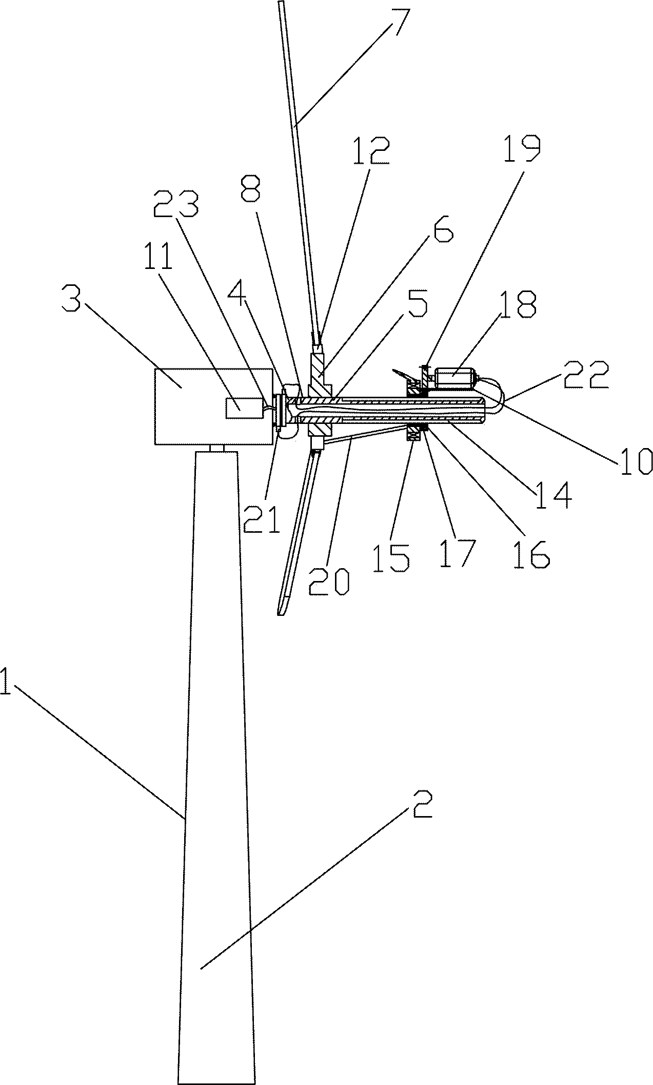 Wind power generator unit for automatically regulating blade angle according to strength of wind power