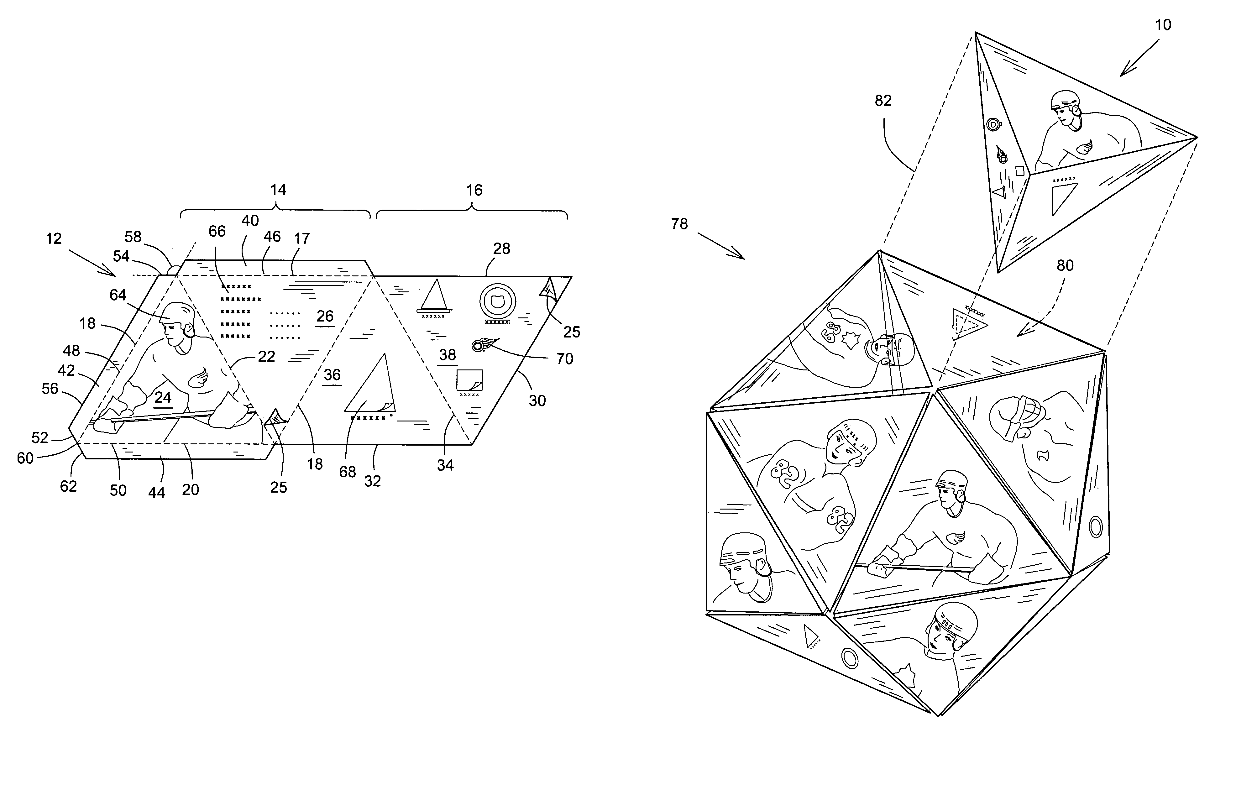 Three-dimensional display form and blank