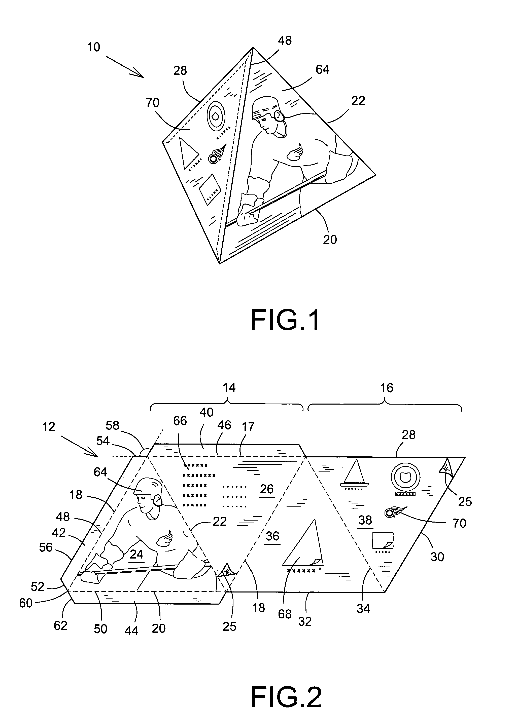 Three-dimensional display form and blank