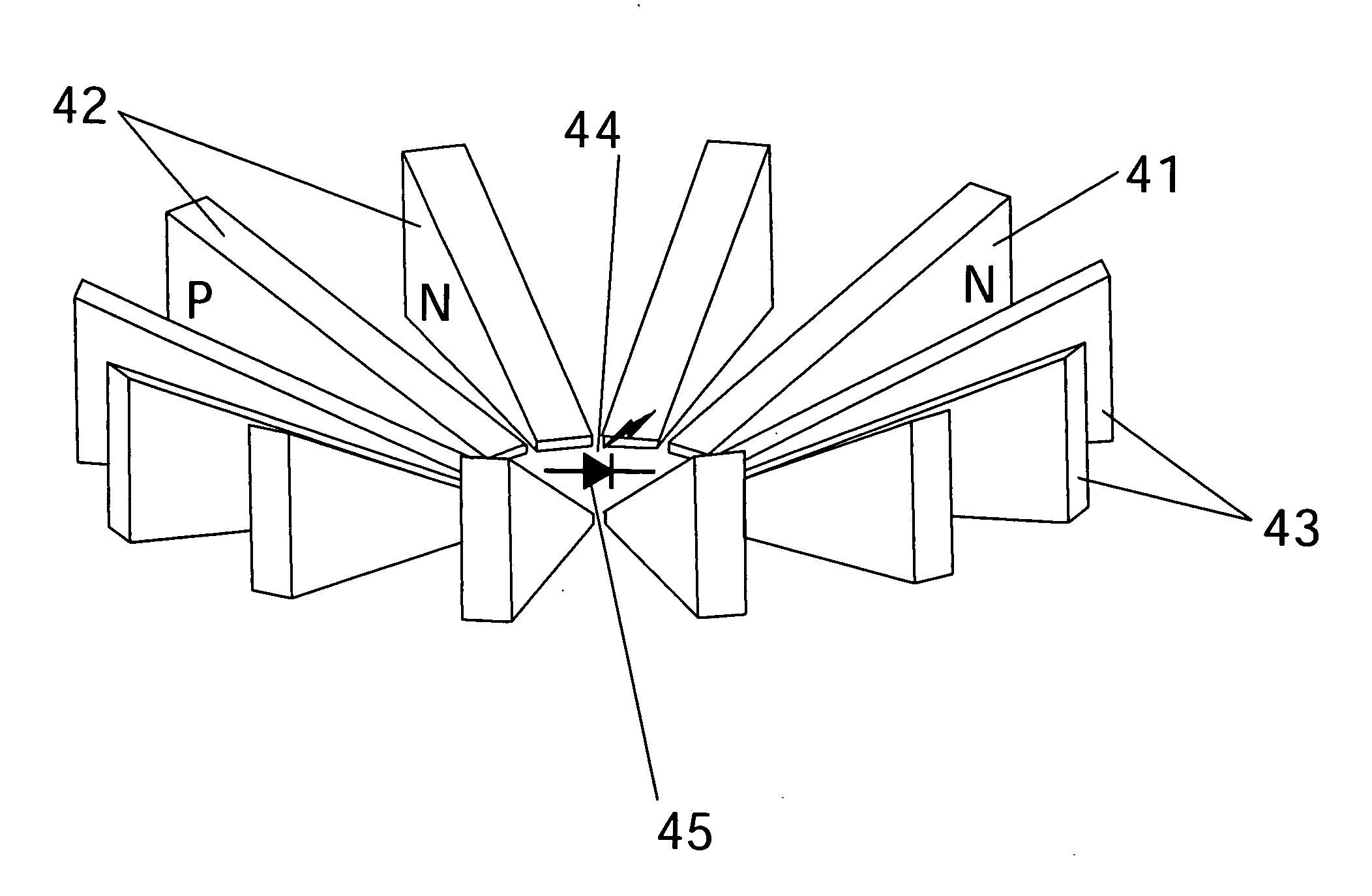 Peltier cooling systems with high aspect ratio