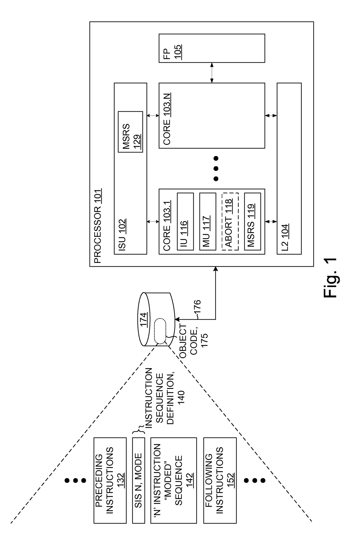 Controlling operation of a processor according to execution mode of an instruction sequence