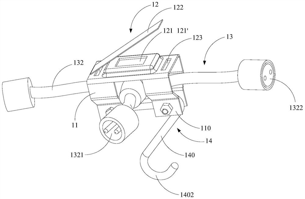 Quick branch line fixing device and wiring method