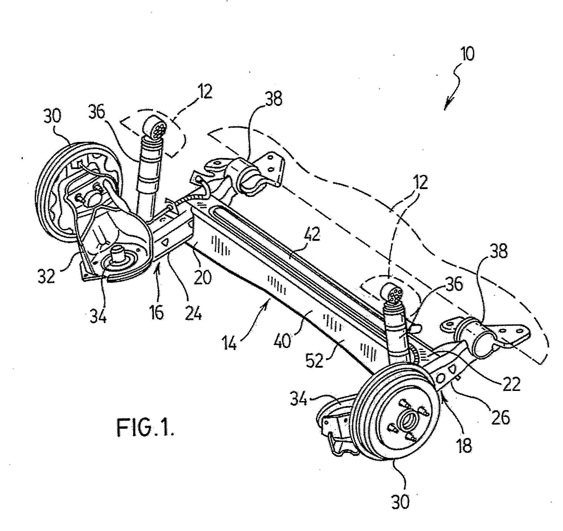 Twist Beam Axle with Integral Torsion Bar