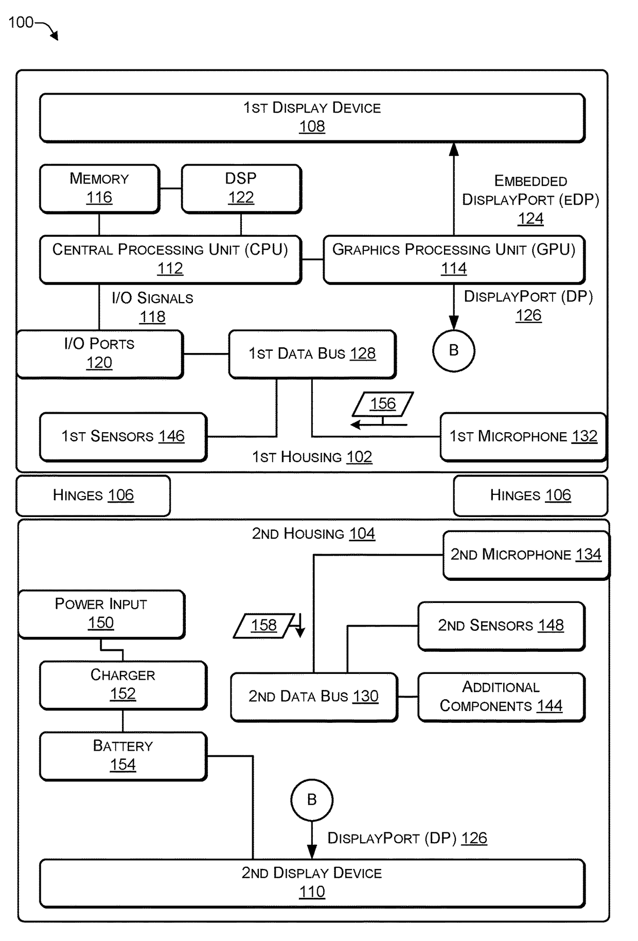 Adaptive microphone signal processing for a foldable computing device