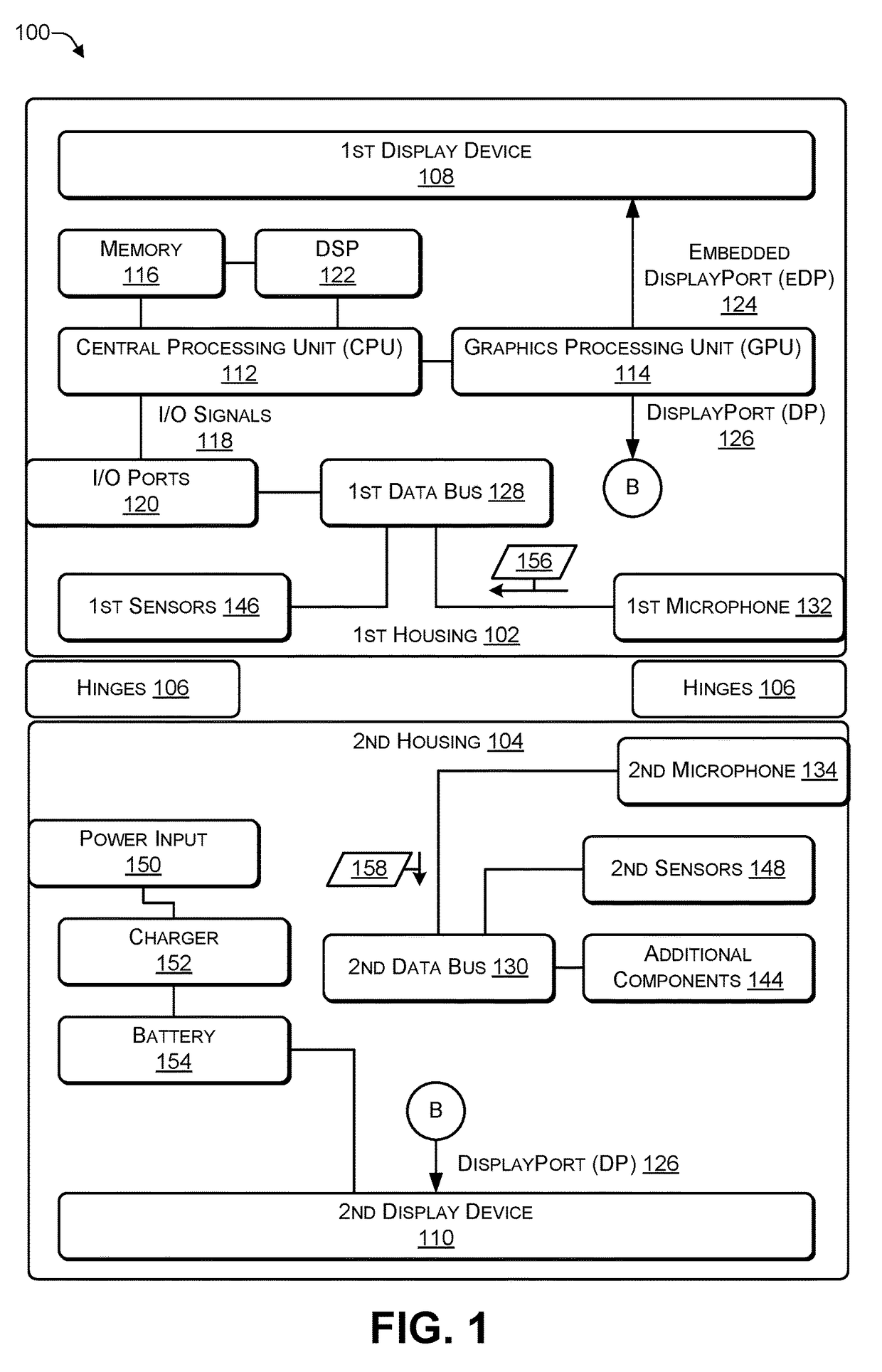 Adaptive microphone signal processing for a foldable computing device