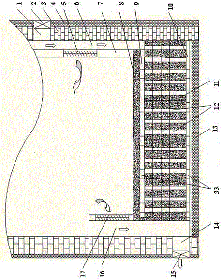 Ultra-low temperature convective radiation heating system based on porous adobe heat storage