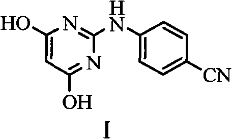 Preparation method of 4-[(4,6-dihydroxyl-2-pyrimidinyl)amino] cyanobenzene