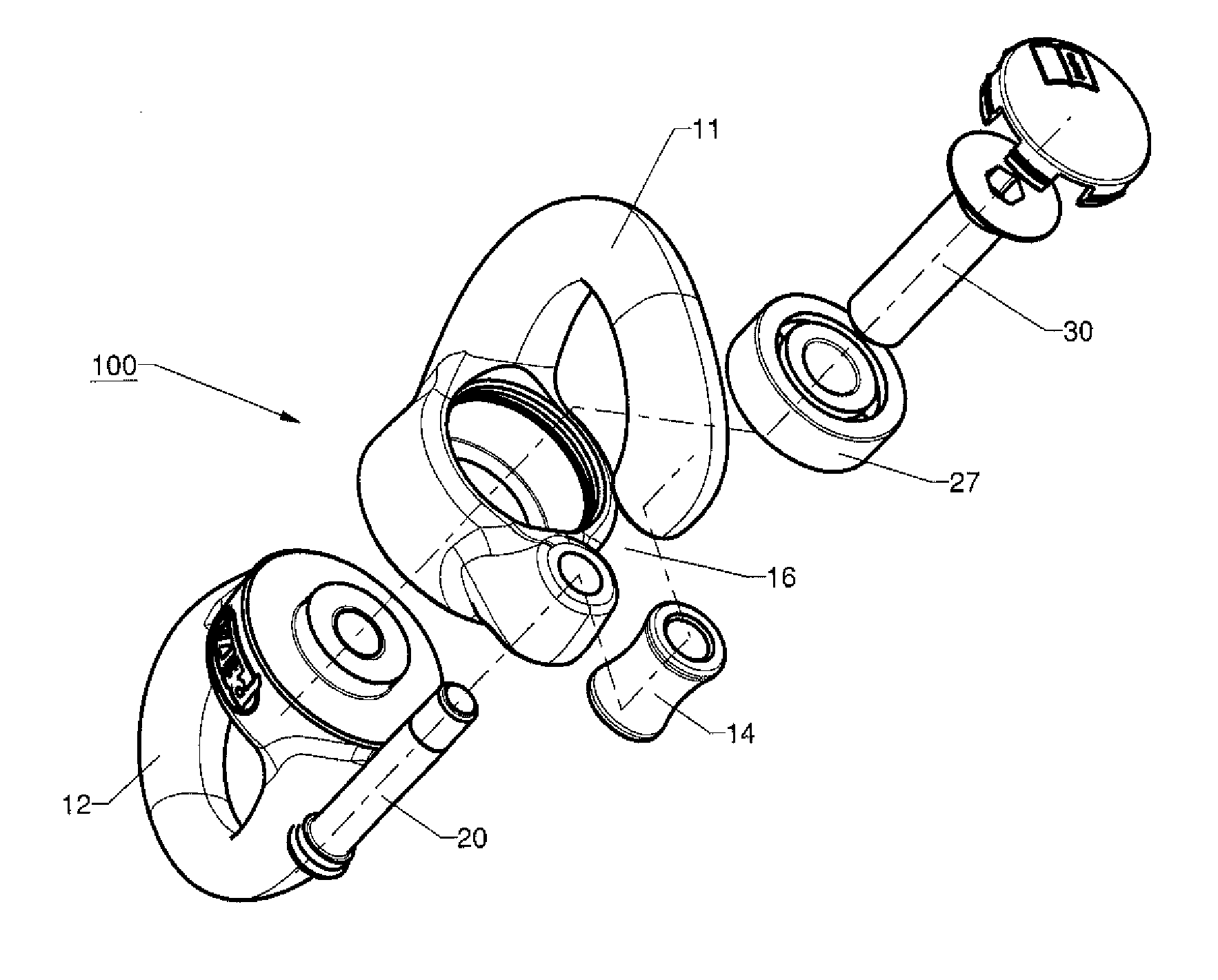 Attachment device with improved openable swivel