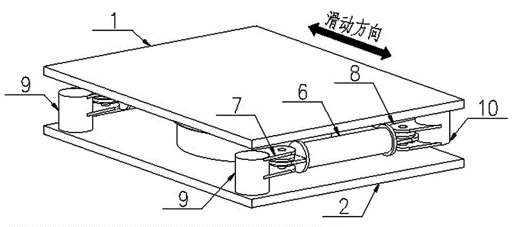 Integral unidirectional sliding hinged support