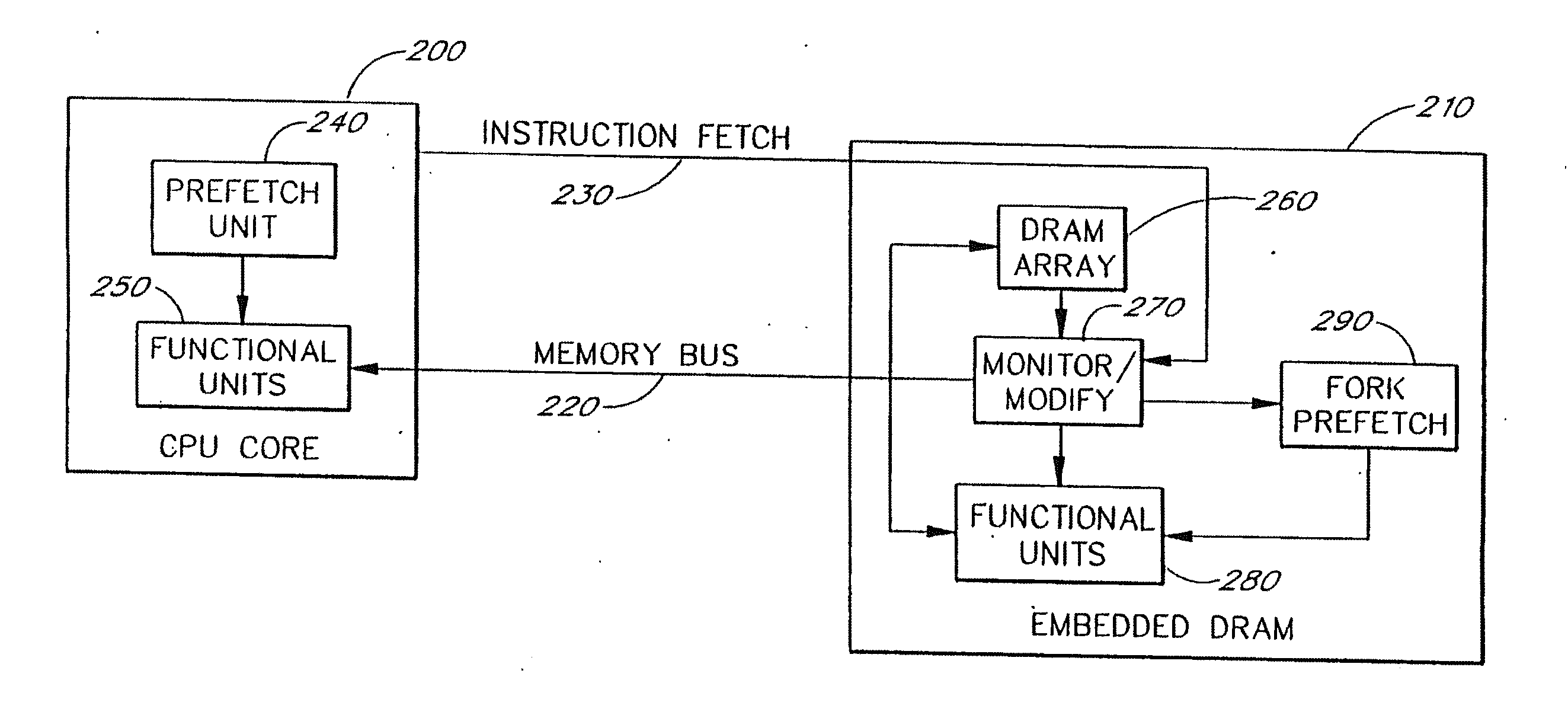 Split embedded dram processor