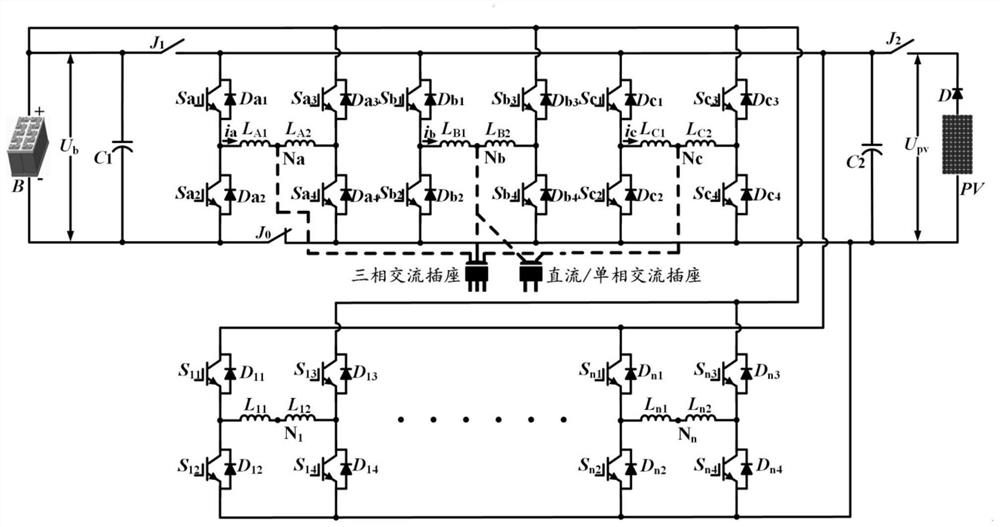 Driving reconstruction type circuit based on SRM and vehicle-mounted integrated charging and feeding system