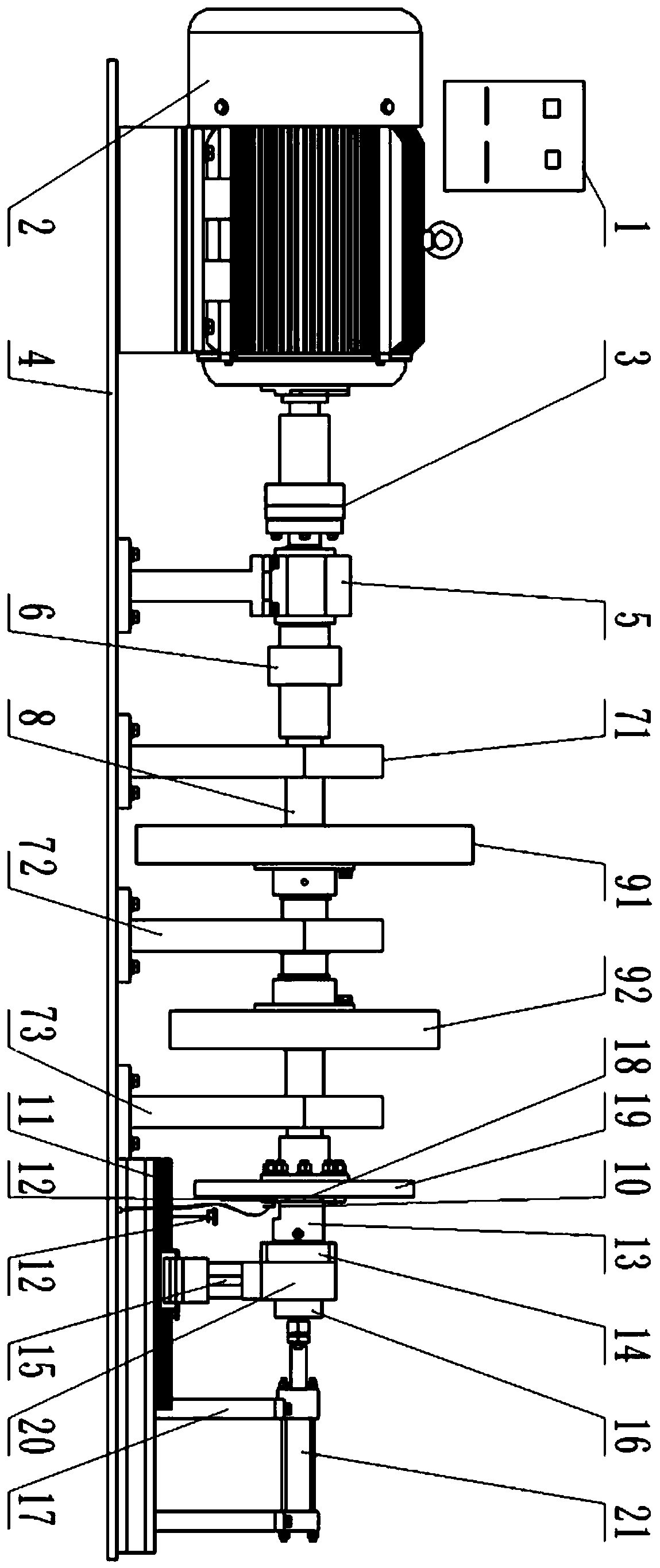 Braking simulation test device and method for km deep mine hoist disc brake