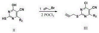 Pyrimidine derivatives containing semicarbazide and terminal alkyne structural units, preparation method and application