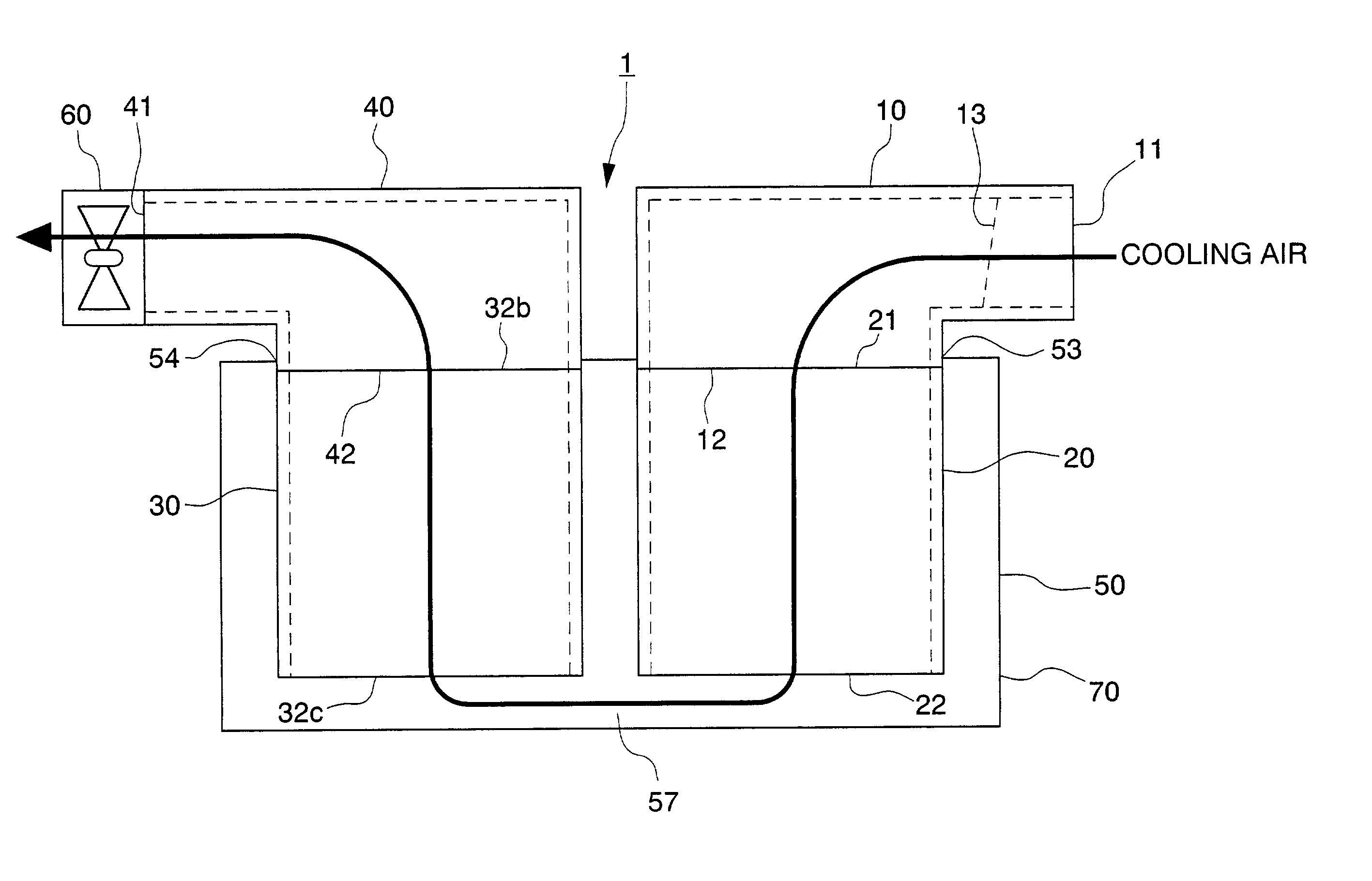 Cooling structure for high tension electrical equipment