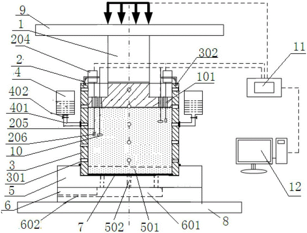 Water-containing gangue compression testing device and testing method thereof