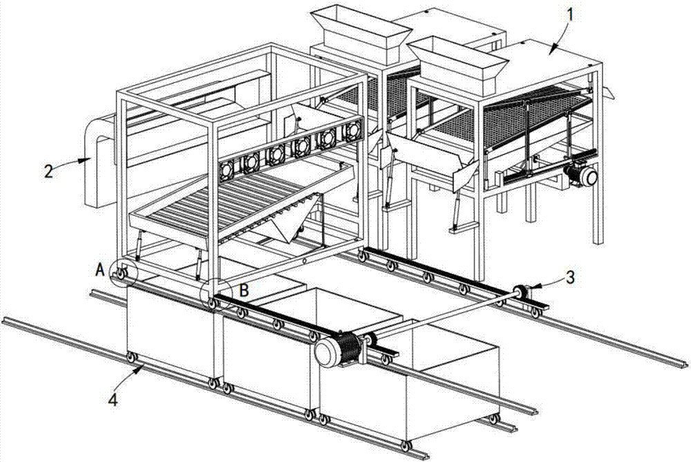 Switchable combination working line for grain screening and impurity removing