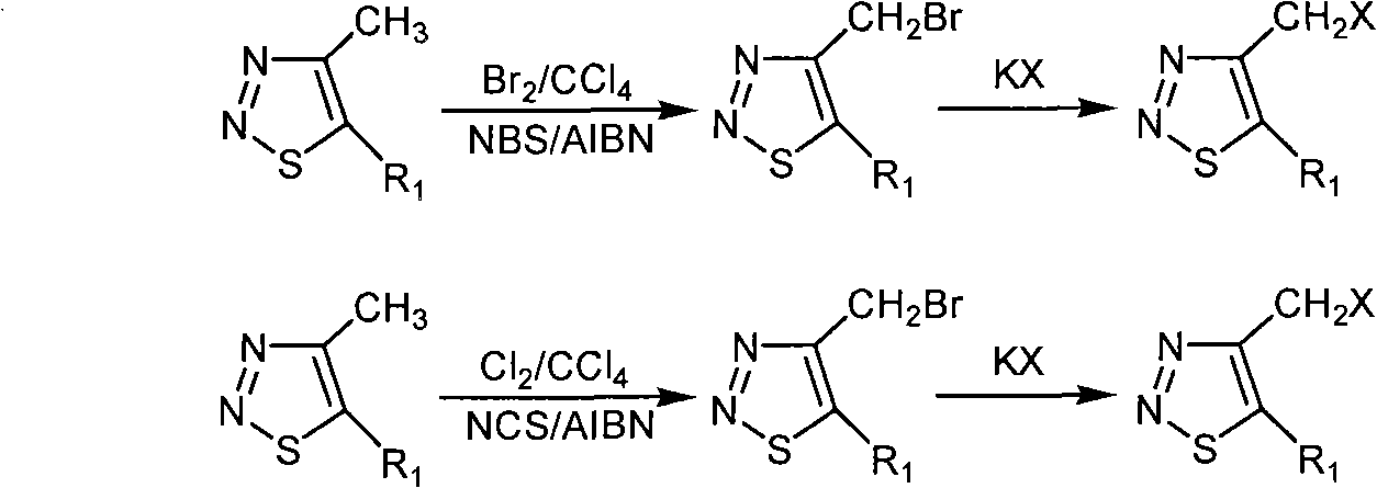 4-halogenated methyl-1,2,3-thiadiazole compounds and preparation method and application thereof