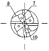 Four-edge end mill having cooling holes and variable spiral unequal tooth pitch