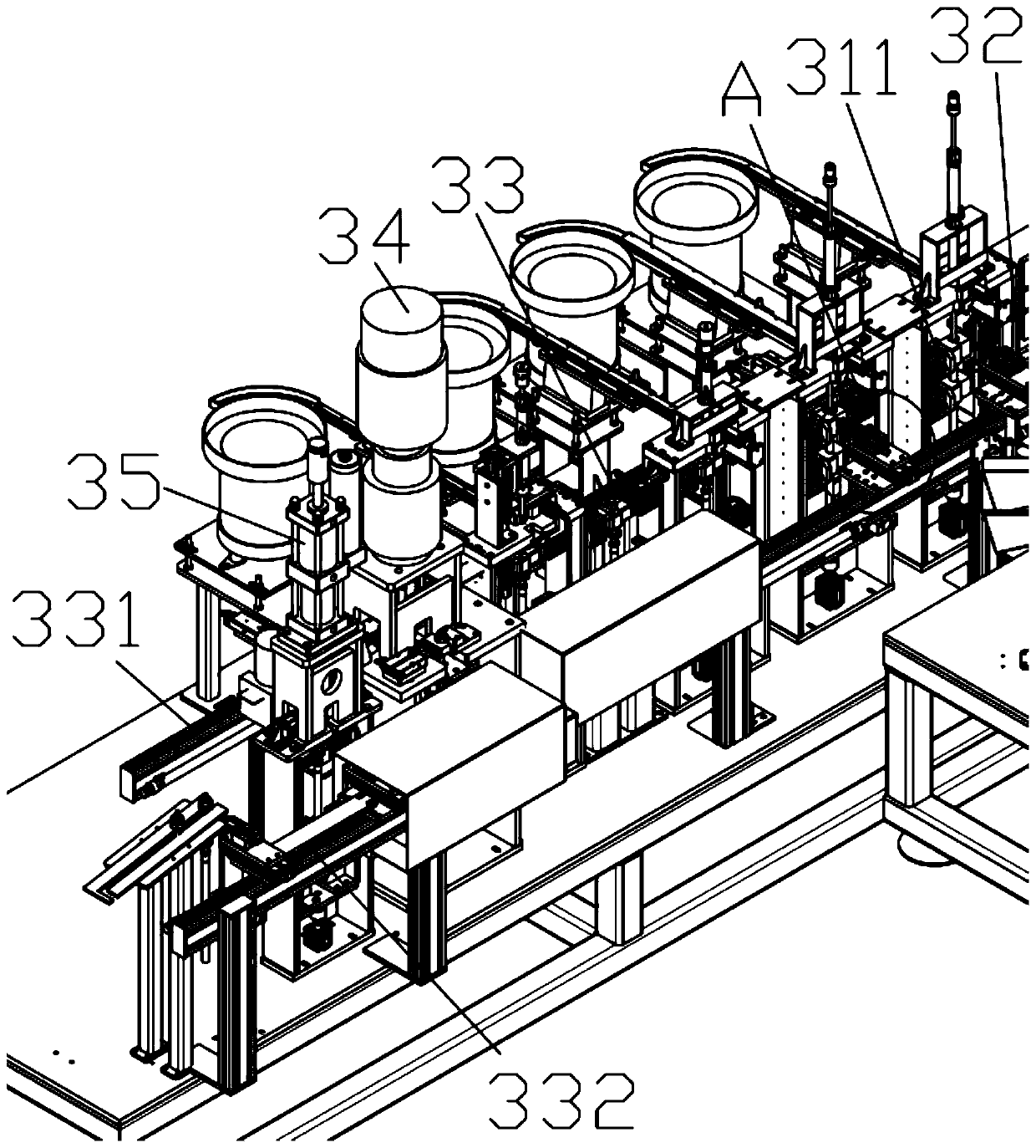 Production line of back door stay assy