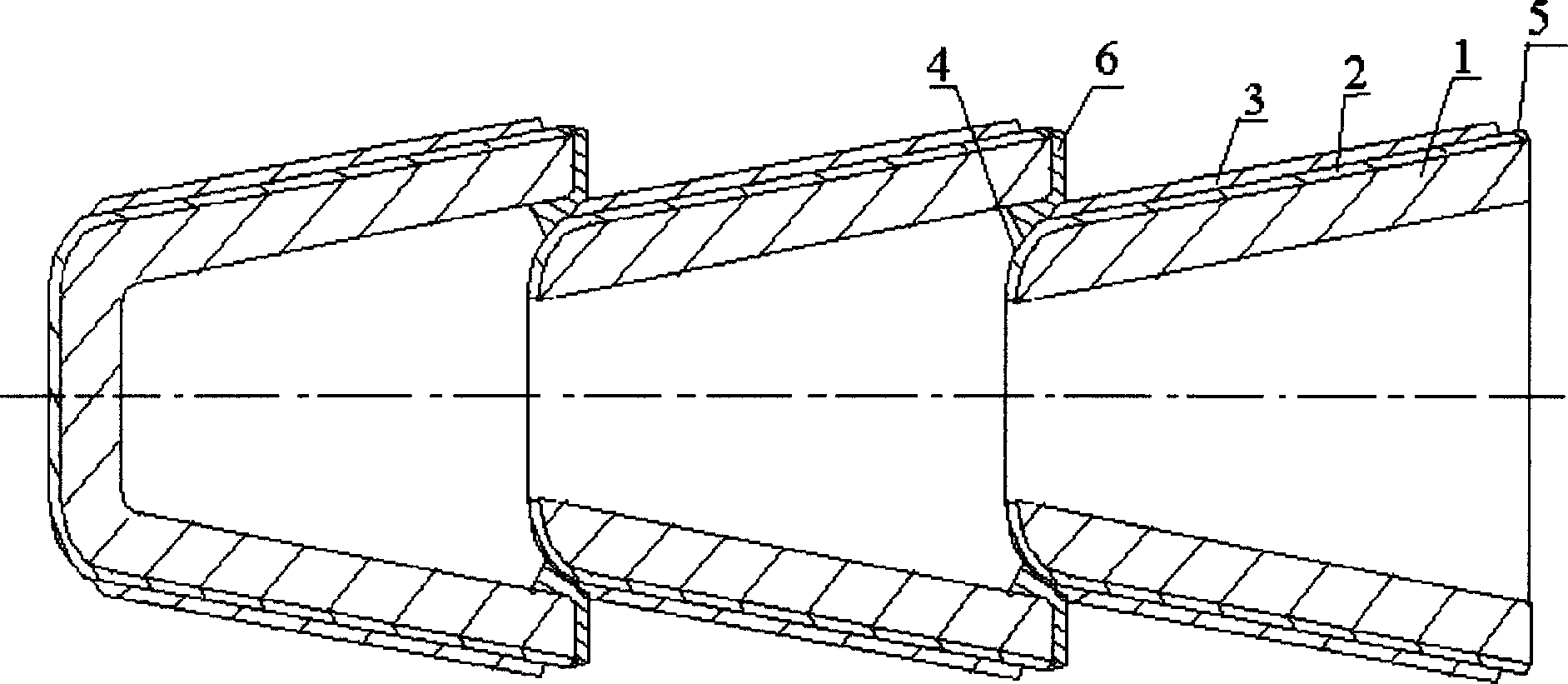 Conical tube type positive electrode support solid oxide fuel cell monomer and battery set