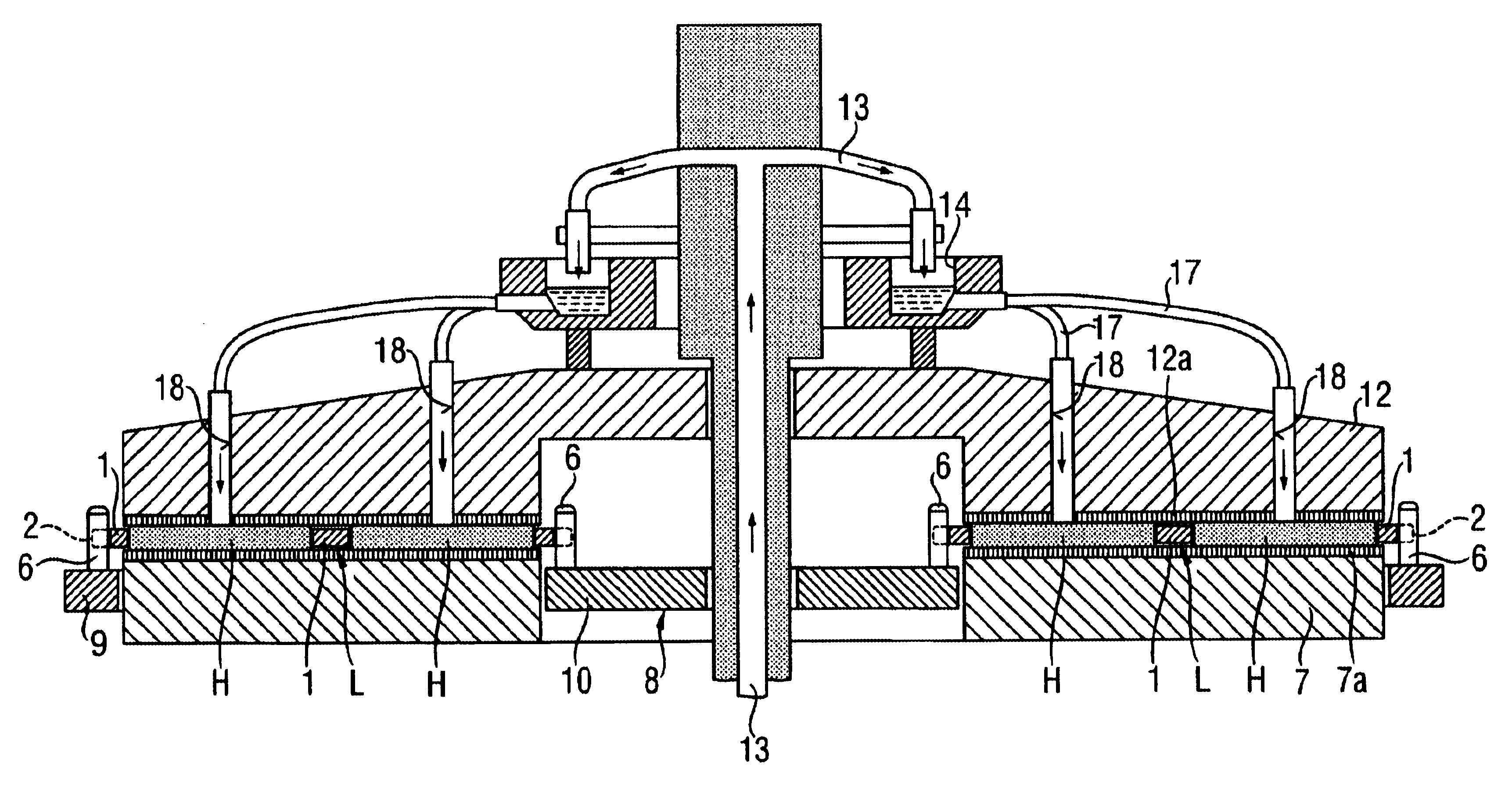 Double-side polishing process with reduced scratch rate and device for carrying out the process