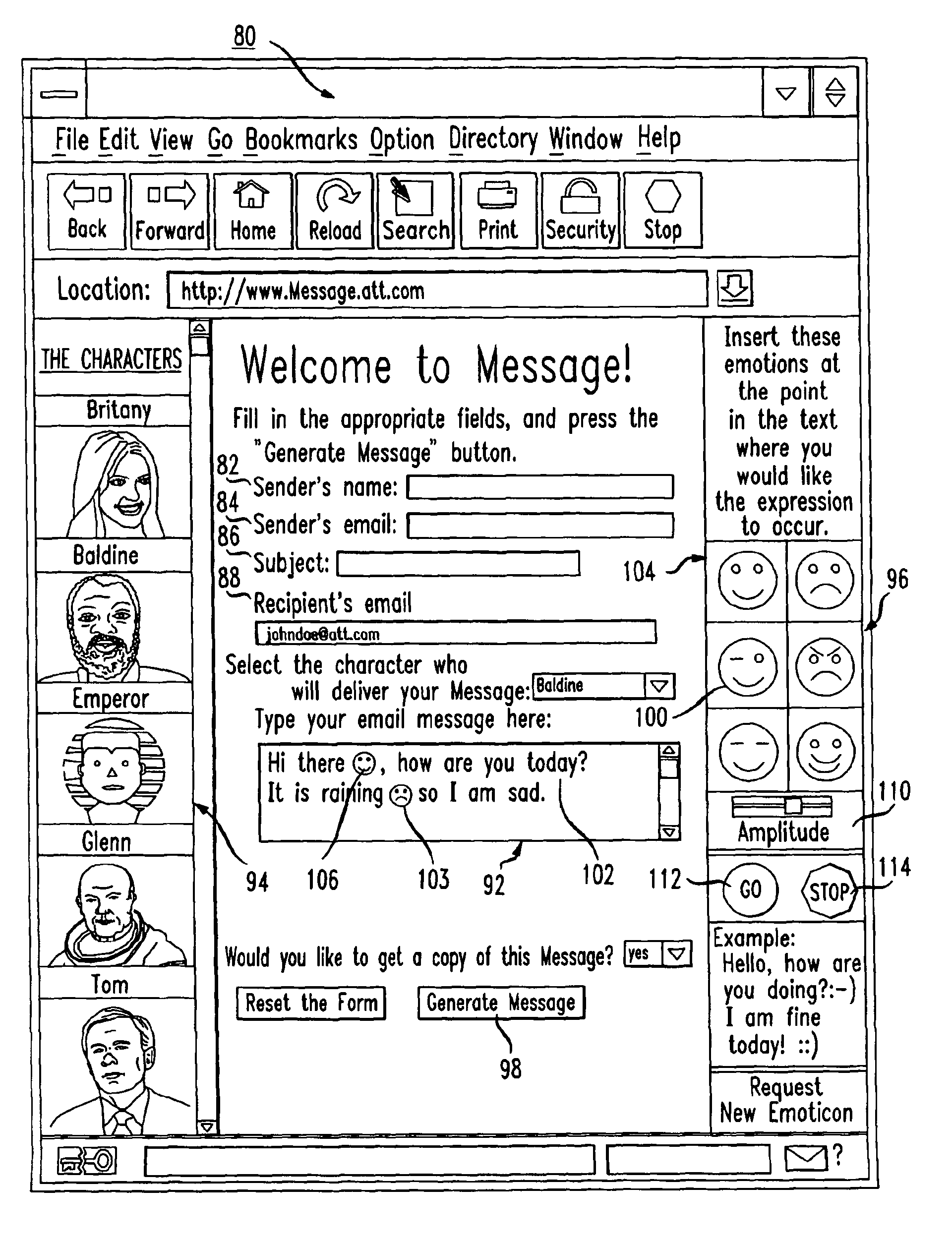 System and method for sending multi-media messages using emoticons