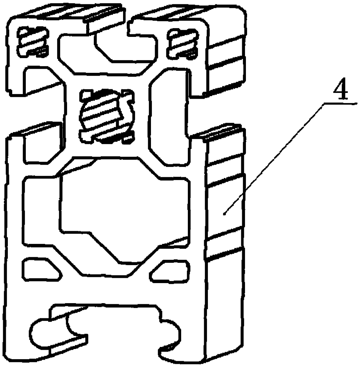 An aluminum alloy section bar provided with a double-shaft linear guide rail and specially used for a setting machine