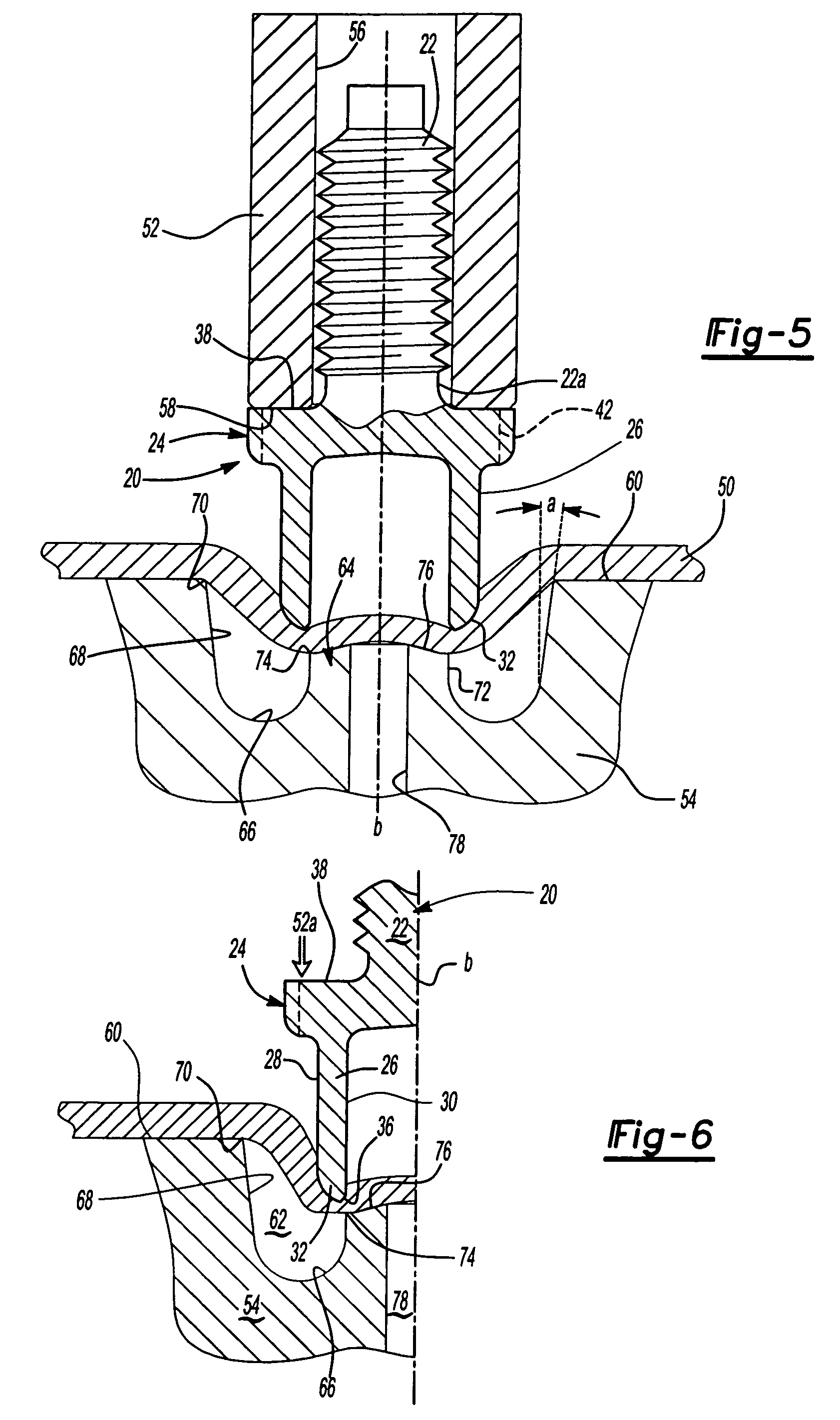 Method of attaching a self-piercing element in a panel and die member