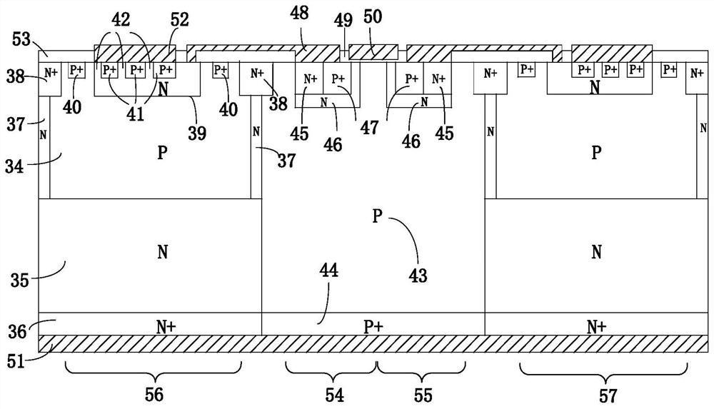 Programmable overvoltage protection device having VDMOS and thyristor