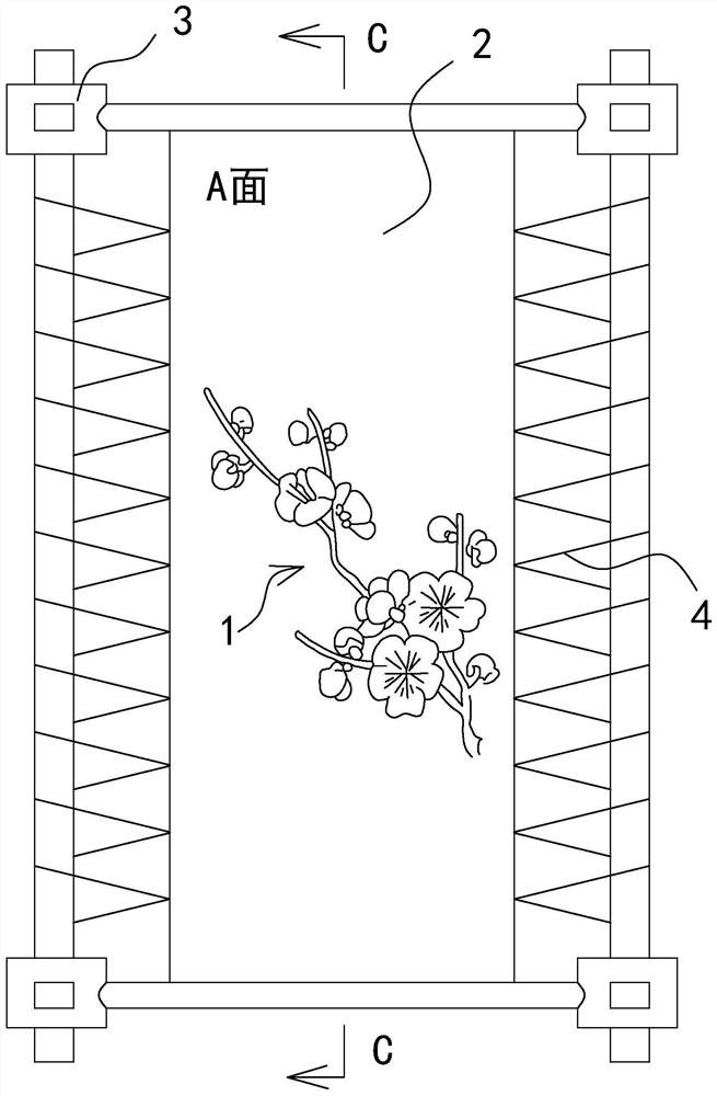 Embroidery method for knotting embroidery with different colors of two surfaces