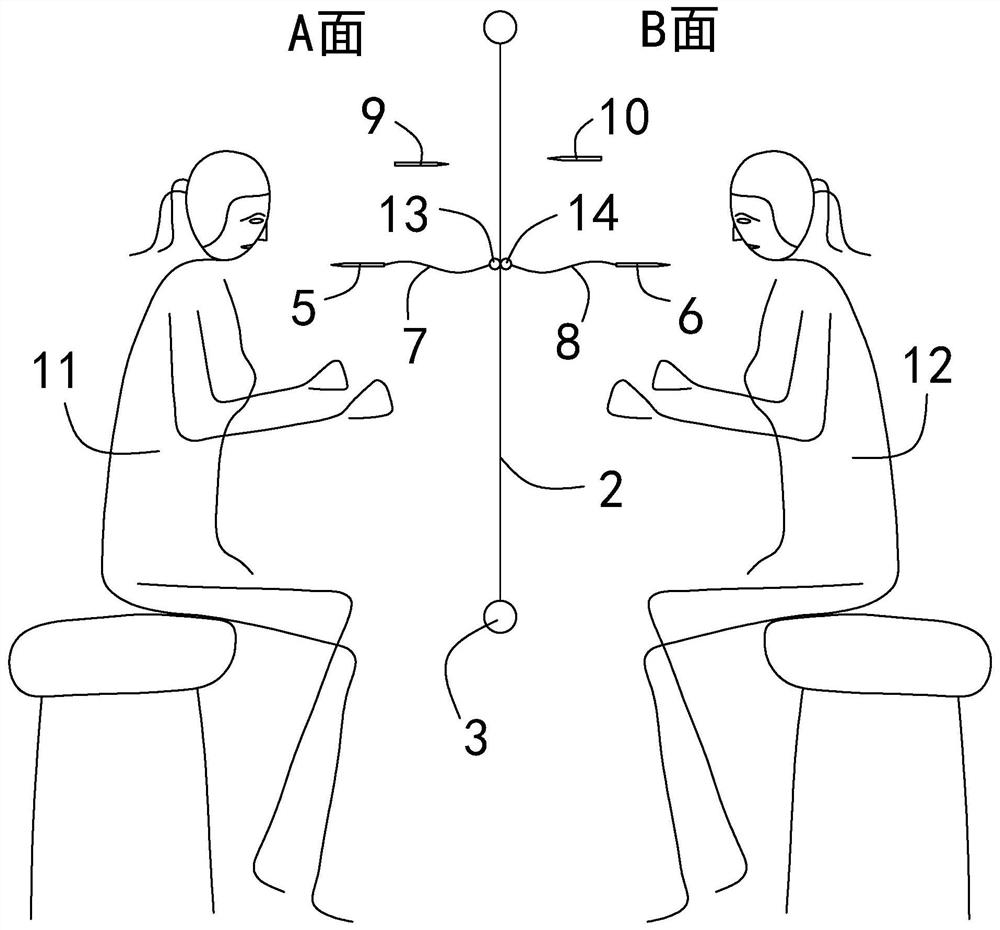 Embroidery method for knotting embroidery with different colors of two surfaces