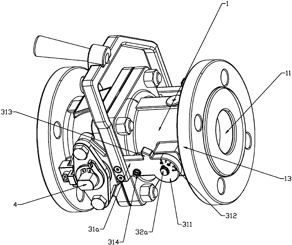 Fluorine-lined ball valve with sealing piece protecting function