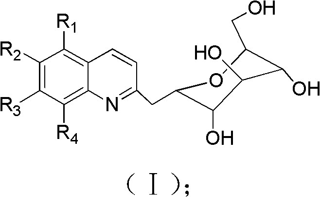 Application of 2-gylcosyl chinoline compound in preparing acetylcholine esterase resisting medicines