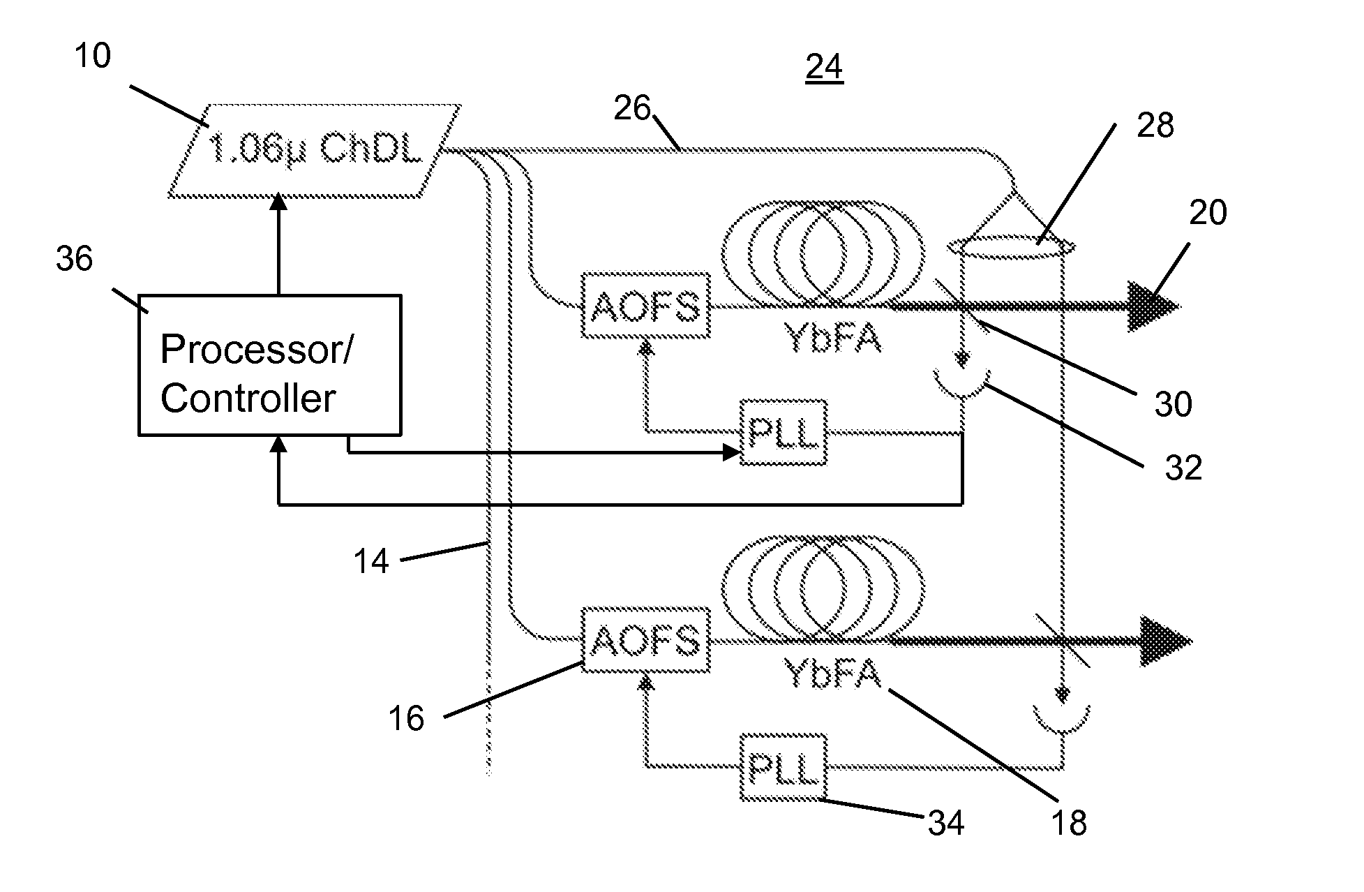 Frequency-chirped semiconductor diode laser phase-locked optical system