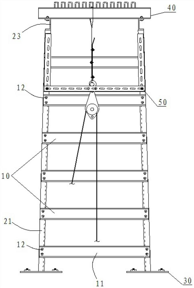 A combined cable hoisting and laying auxiliary device