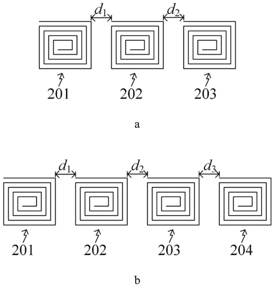 A method for decoupling multiple transmitting coils placed in a single row in a wireless power transfer system