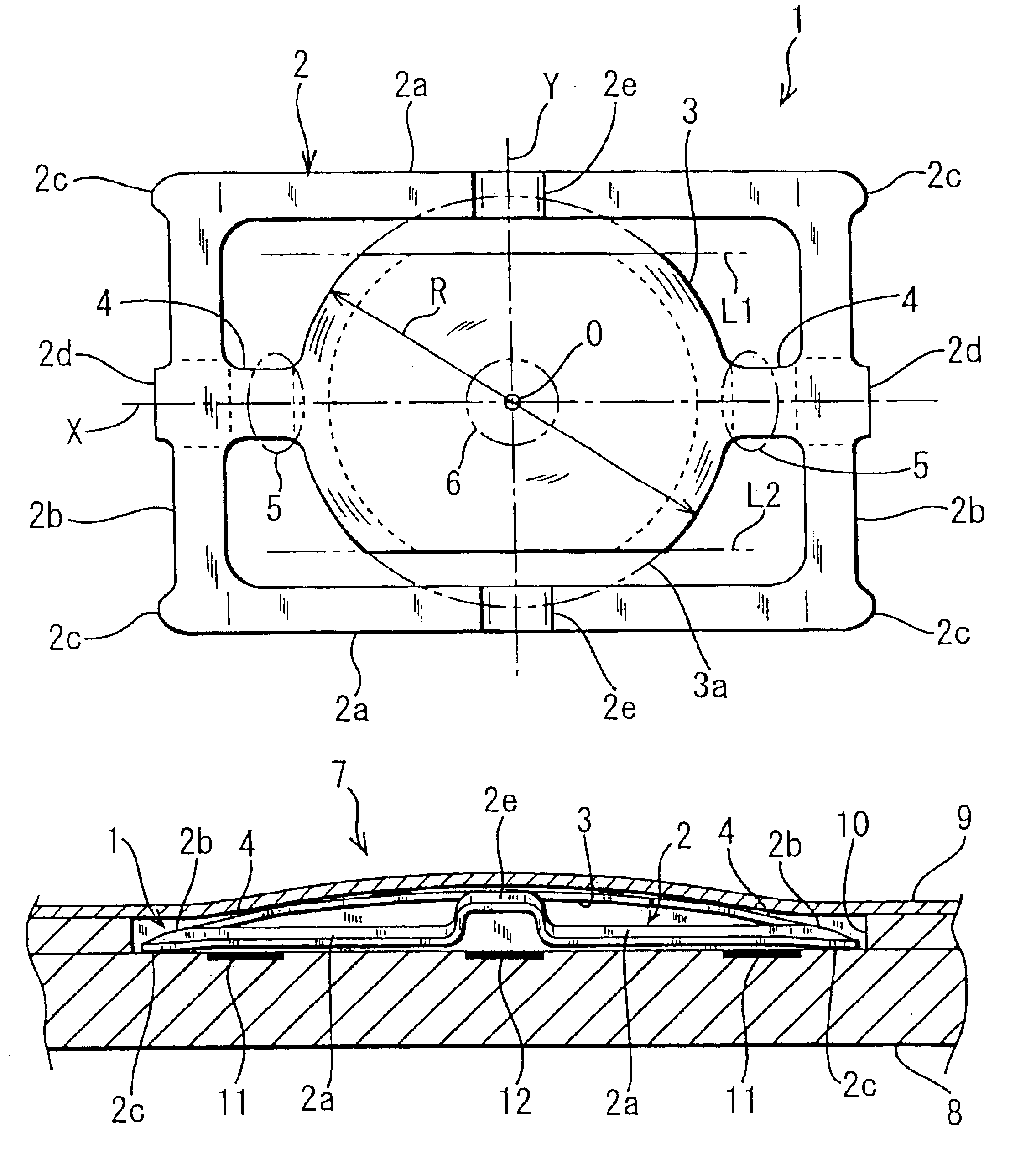 Movable contact for a push-on switch, and push-on switch