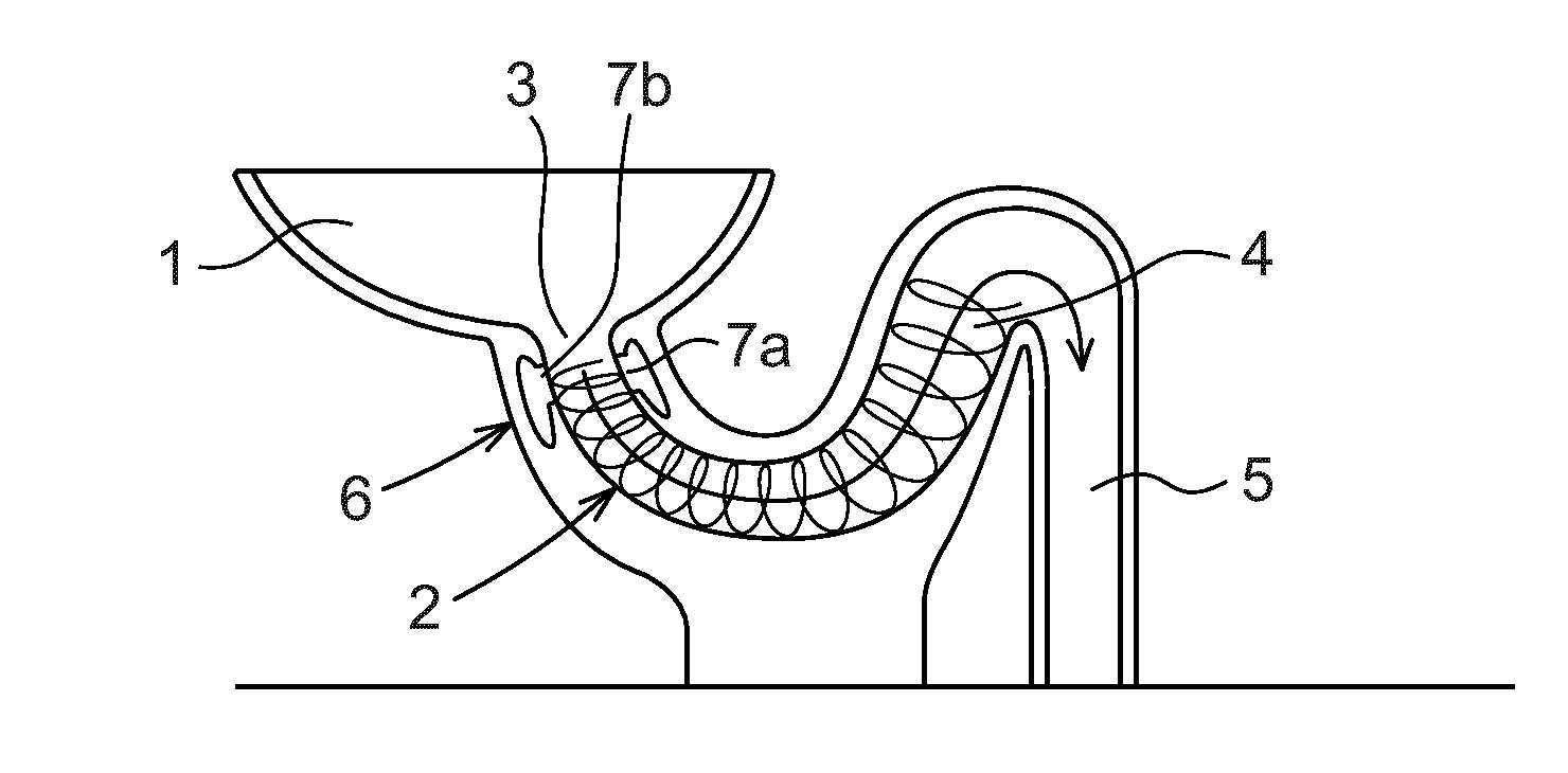 A Toilet Including a Water Trap Having a Conical Part