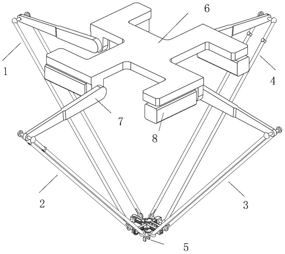 Four-degree-of-freedom parallel mechanism with continuous rotation capability