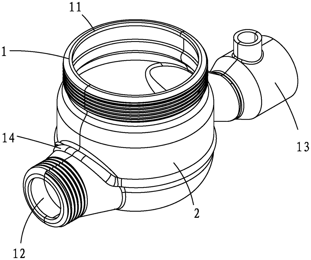 Two-half type splicing water meter casing and processing method thereof