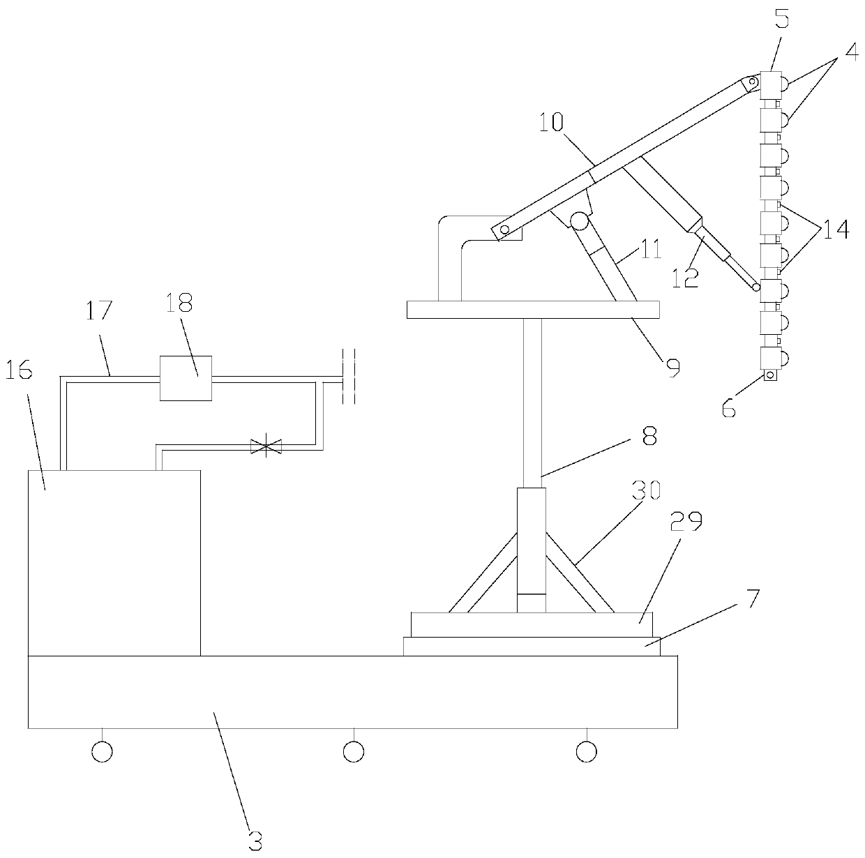 Rainfall simulation device for indoor simulation test of subgrade slope scour