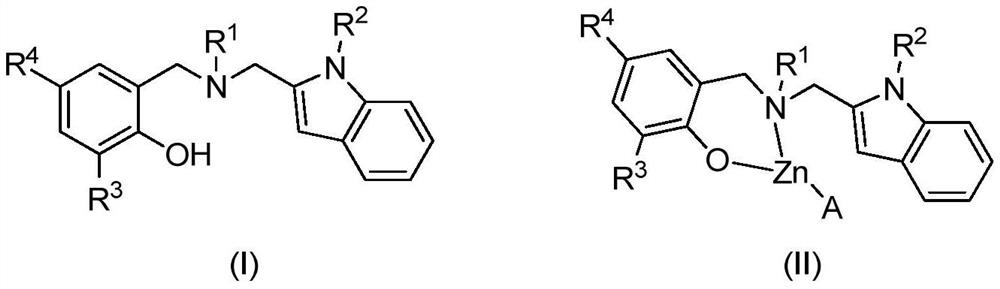 Indole ring substituted aminophenoxy zinc complex as well as preparation method and application thereof