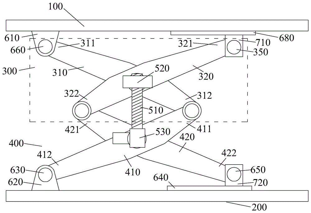 Retractable supporting structure and hospital bed lifting mechanism