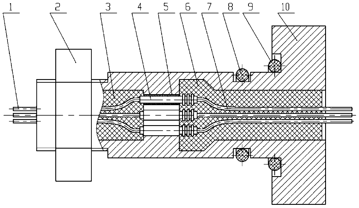 Wall-penetrating electrical connector for underwater external pressure container and use method thereof