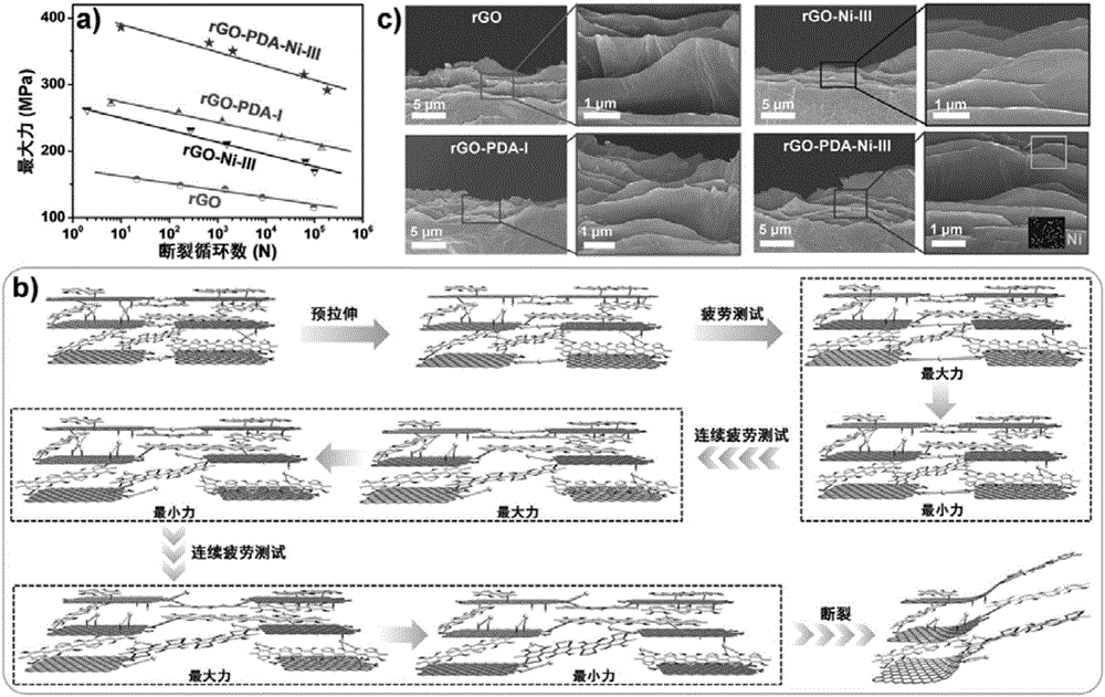 Method for preparing ultra-fatigue-resisting bionic graphene nano composite material