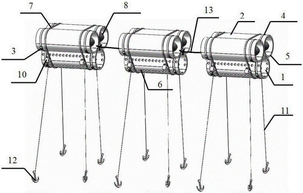 Emergency type wave dissipation pipe combined floating breakwater