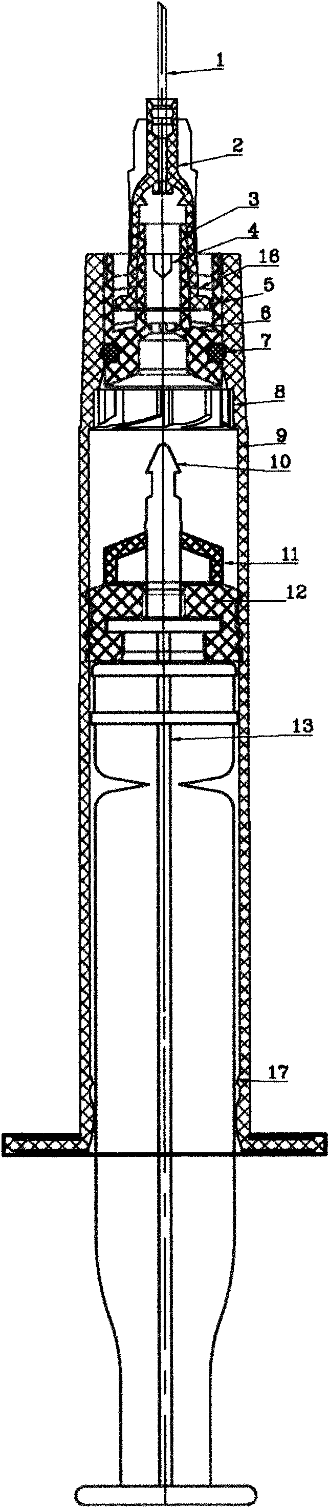 Safety self-destructive syringe