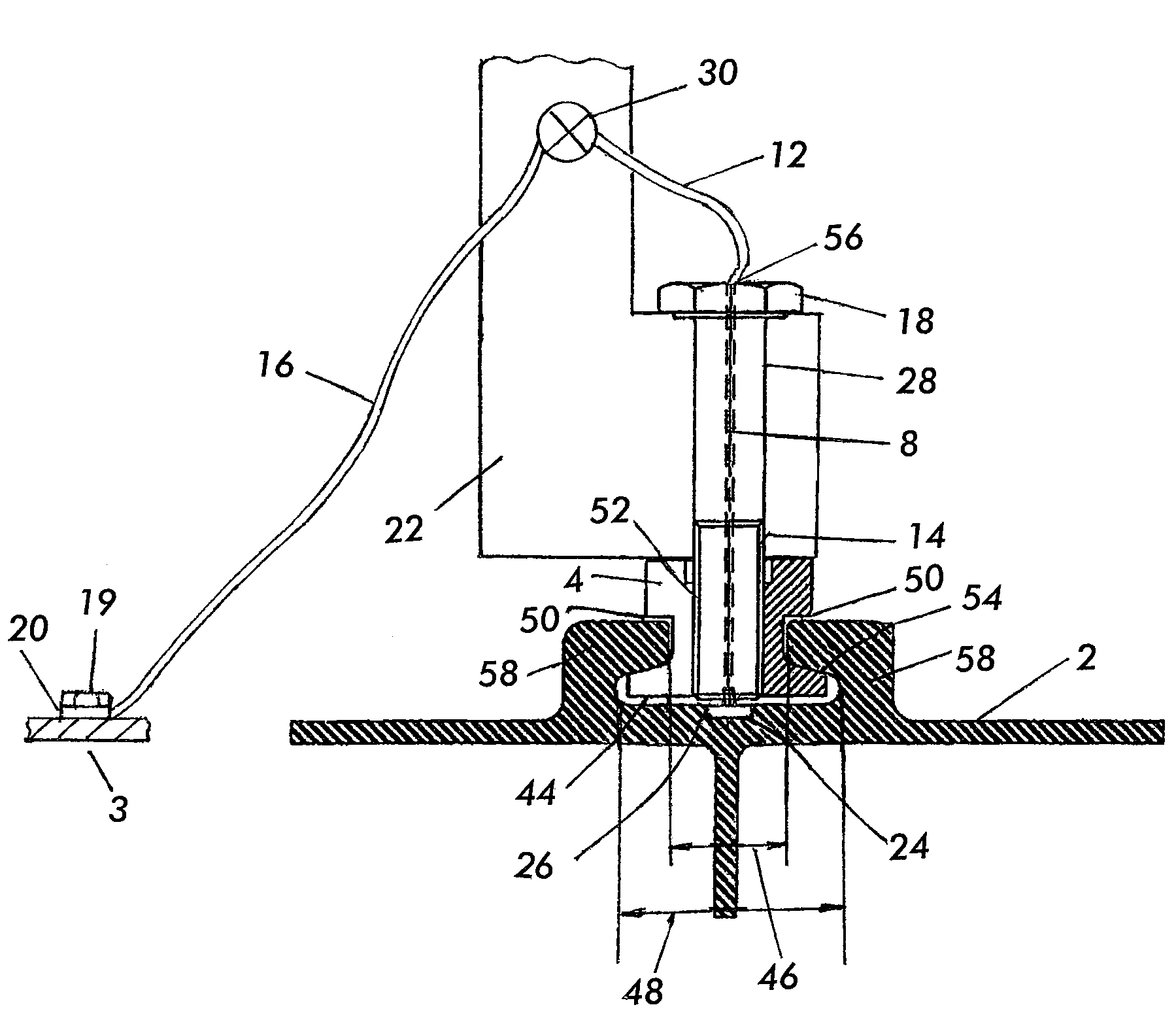 Power distribution system for supplying a rail-mounted monument in an aircraft with electric power